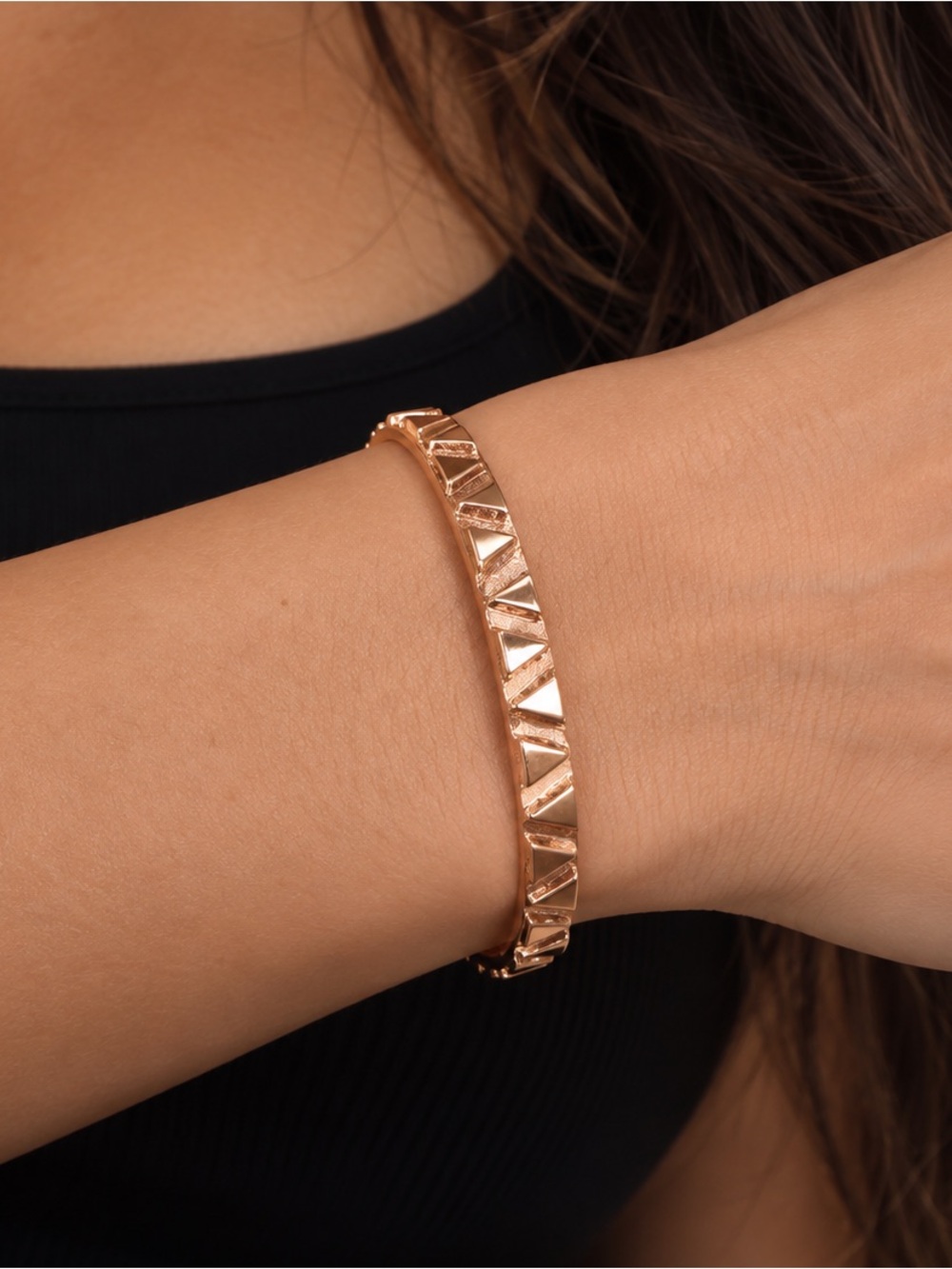 Gorjana Rose Gold Textured Geometric Bangle Bracelet